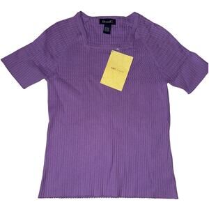 Denim & Co. Women's Purple Floral Knit Pullover - Small